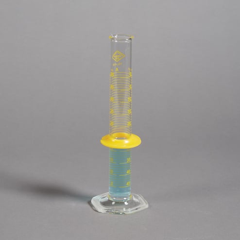 50 mL glass graduated cylinder with enamel graduations and wide base