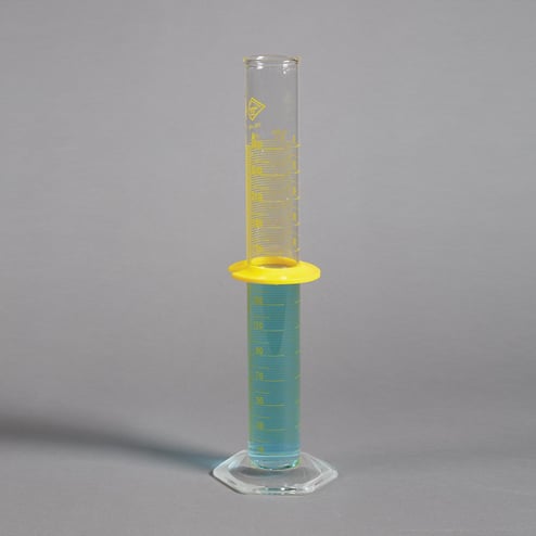 250 mL glass graduated cylinder with enamel graduations and wide base