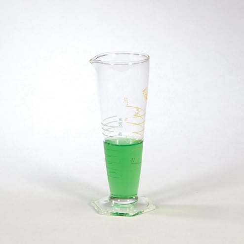 50 mL glass graduate with flared mouth and heavy base