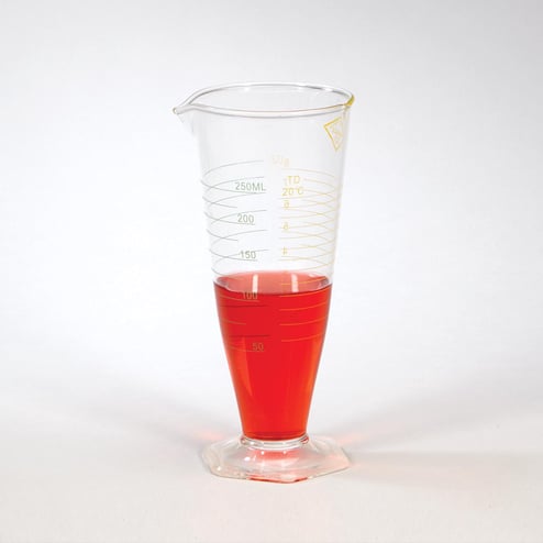 250 mL glass graduate with flared mouth and heavy base