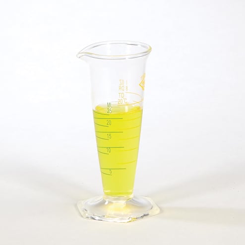 25 mL glass graduate with flared mouth and heavy base