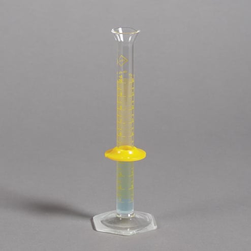 10 mL glass graduated cylinder with enamel graduations and wide base