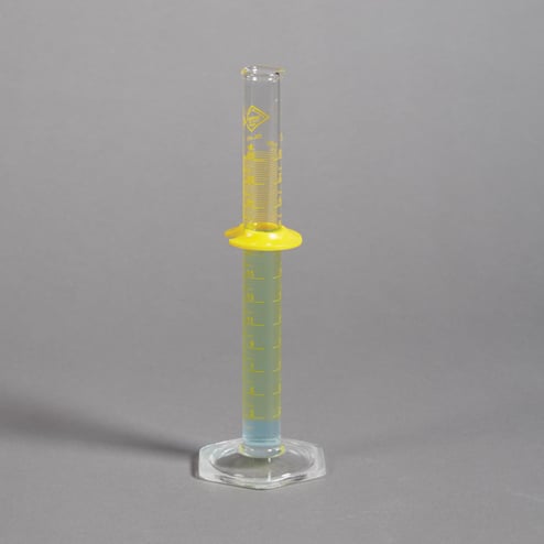 25 mL glass graduated cylinder with enamel graduations and wide base