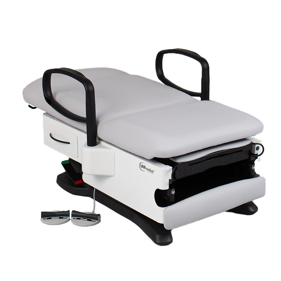 Medical procedure table from 4040 Series with paper roll holder and front storage drawer – exam room setup