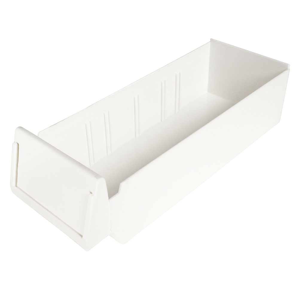 Single 3.5" wide medication cart bin, white plastic