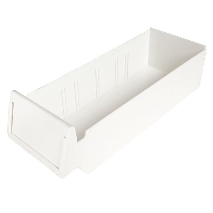 Single 3.5" wide medication cart bin, white plastic