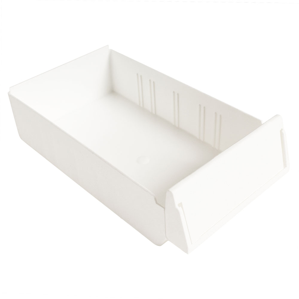 Single 5" wide medication cart bin, white plastic