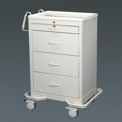 Punch Card Medication Cart – Steel Frame, 4 Lockable Drawers, Swivel Casters