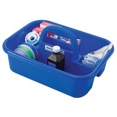 Tote carry caddy with dual compartments and ribbed handle, 18x5.5x14 size