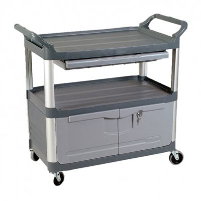 Rubbermaid Instrument Cart with Locking Storage – 1 Shelf, 300 lb Capacity