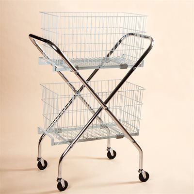 Folding Cart with Two 12? Wire Baskets – Chrome, 100 lb Capacity