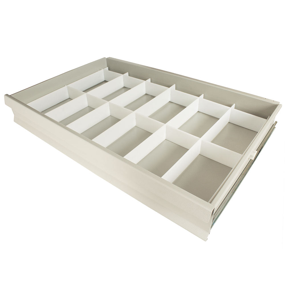680545 Harloff multi-dose cart adjustable plastic drawer divider set, white
