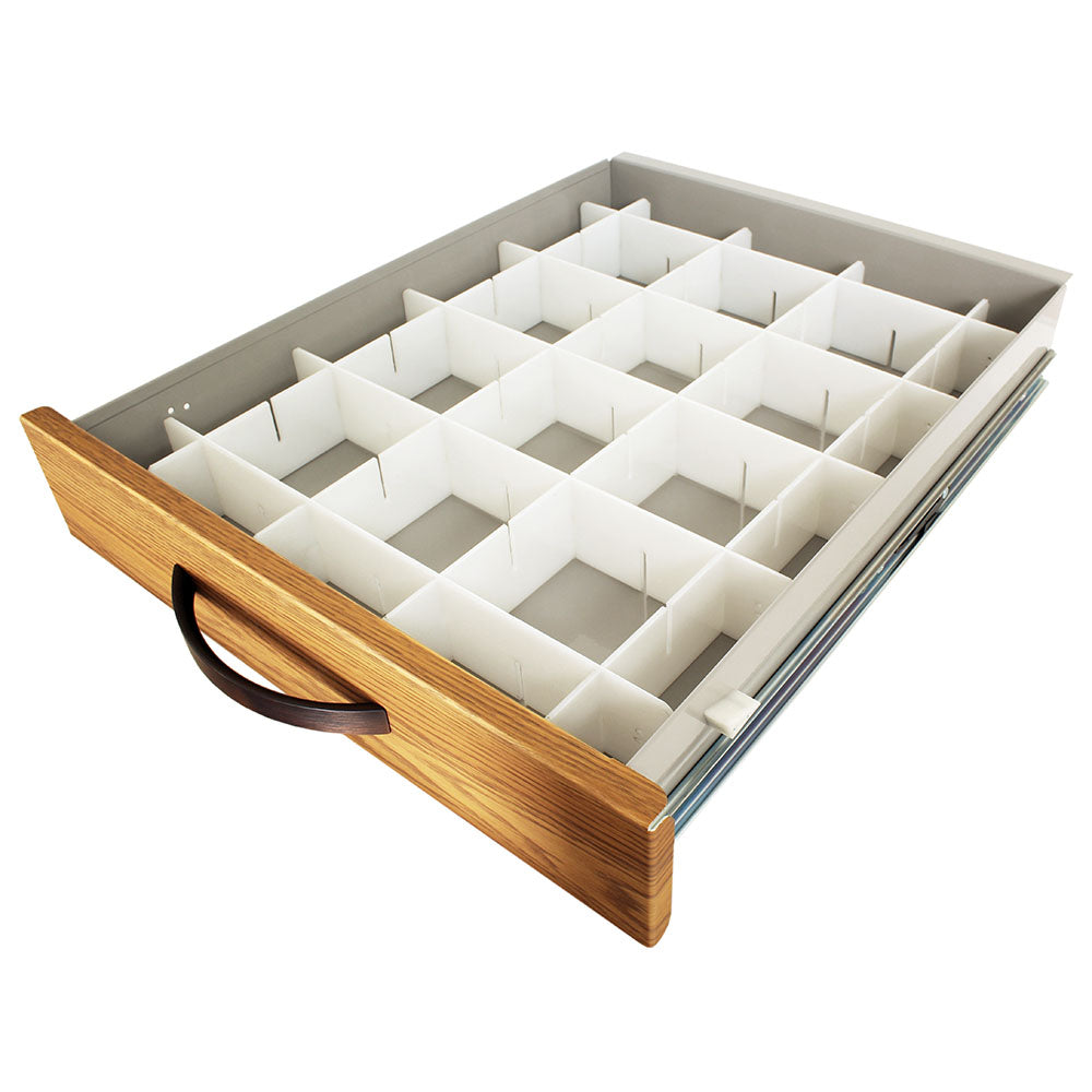 680571 Wood Vinyl med cart adjustable plastic drawer divider set, white