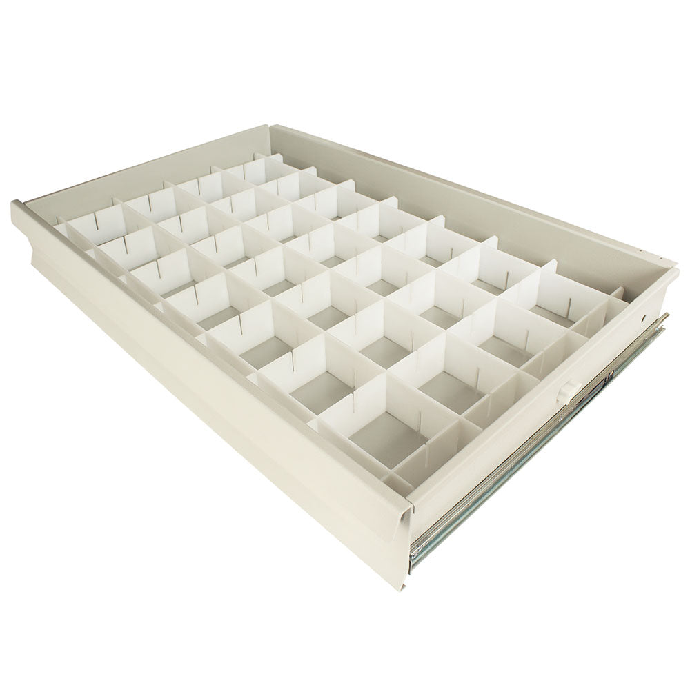 680574 Harloff premium medication cart adjustable plastic drawer divider set, white