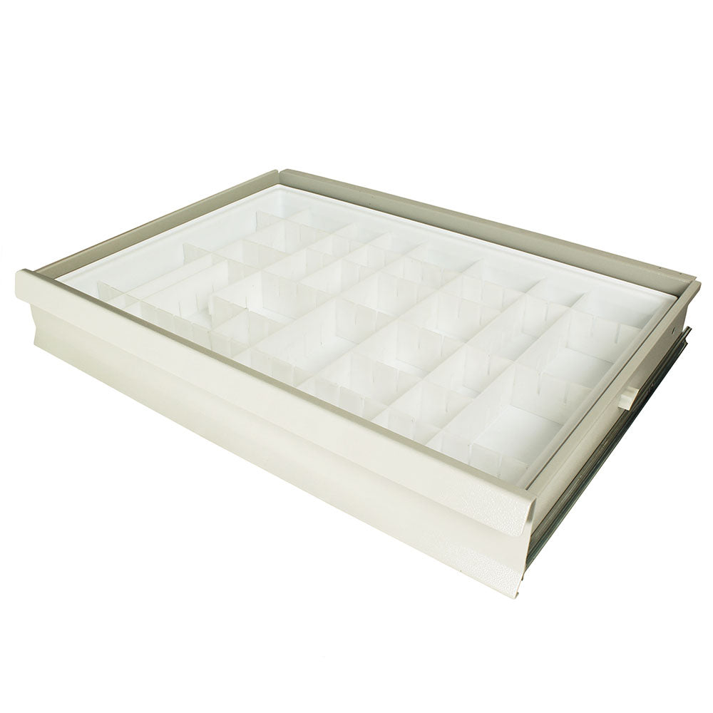 68530 Harloff medical cart insert tray with adjustable plastic dividers for V-Series and Classic carts