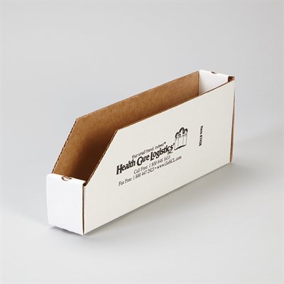 Slim 2x4.5x12 corrugated cardboard shelf caddy with write-on surface, eco-friendly design