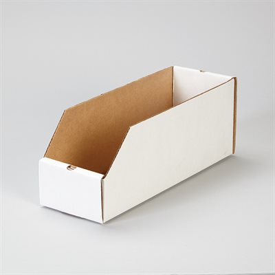 Corrugated 4x4.5x12 cardboard shelf caddy with write-on surface, eco-friendly and space-saving
