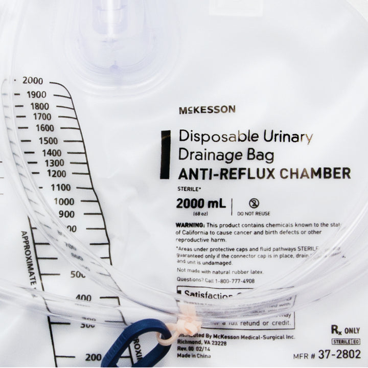Urinary Drain Bag McKesson Anti-Reflux Valve Sterile 2000 mL Vinyl