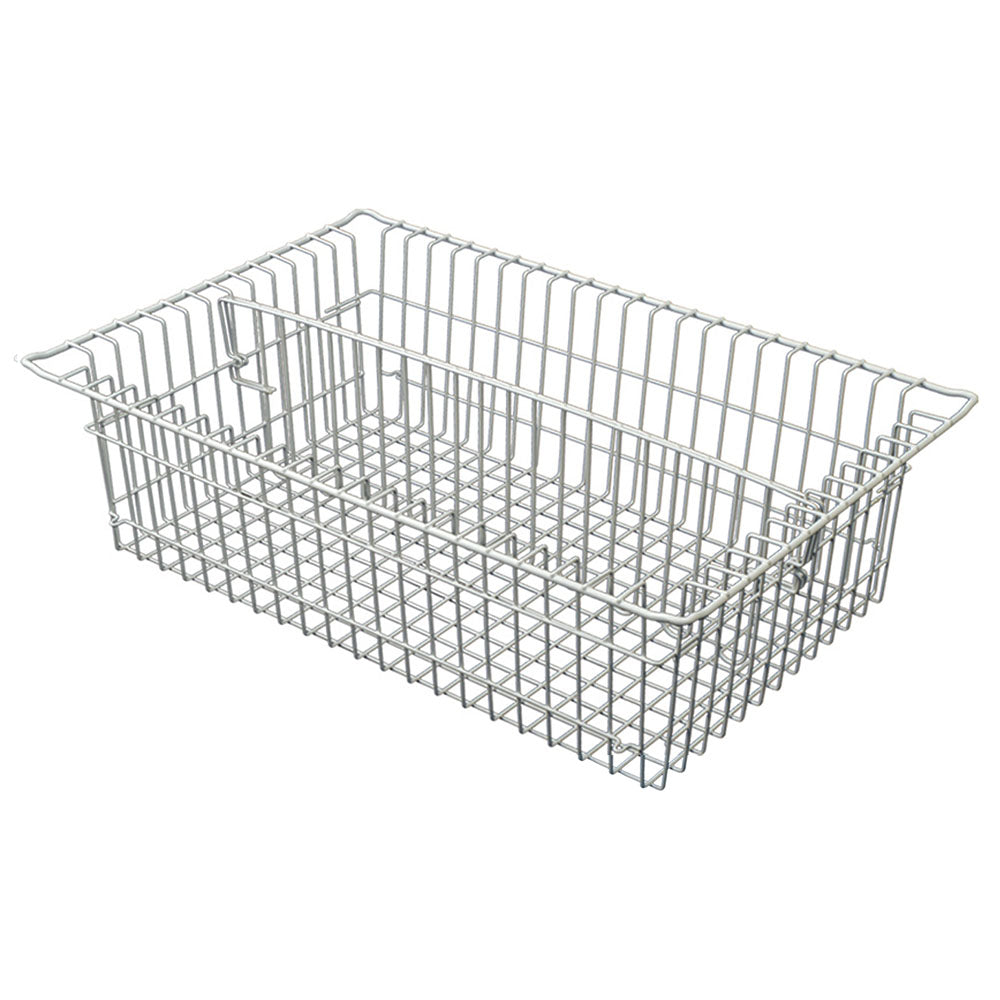 5-inch white MedStor Max wire basket with long divider for dual-section medical storage
