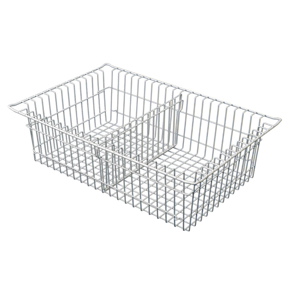 5-inch white MedStor Max wire basket with short divider for sectioned medical supply storage
