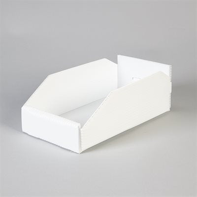 Corrugated plastic caddy 6x4x12 inches, disposable storage bin for pharmacy use