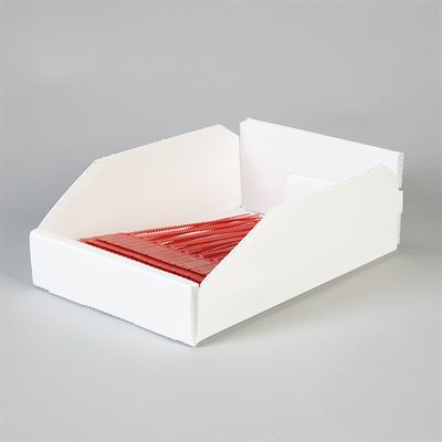 Corrugated plastic caddy 8x4x12 inches, non-shedding disposable bin for pharmacy and medical supply storage