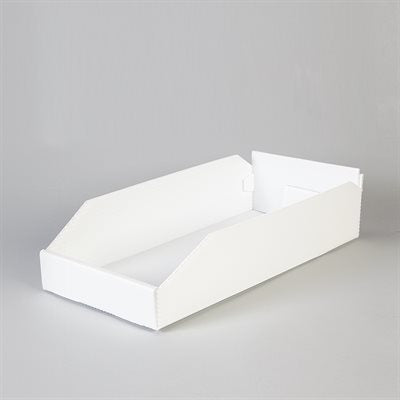 Corrugated plastic caddy 8x4x18 inches, non-shedding disposable storage bin for pharmacy and healthcare use