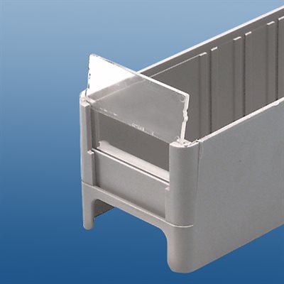 Clear plastic bin window for 1300 patient bin, designed to protect labels from damage