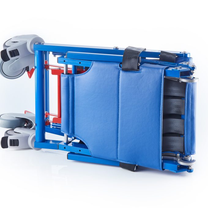 Airchair II folded portable aircraft boarding chair showing compact profile