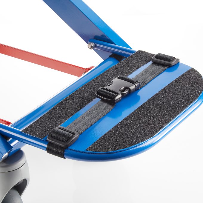 Airchair II footplate close-up with non-slip surface and securing straps