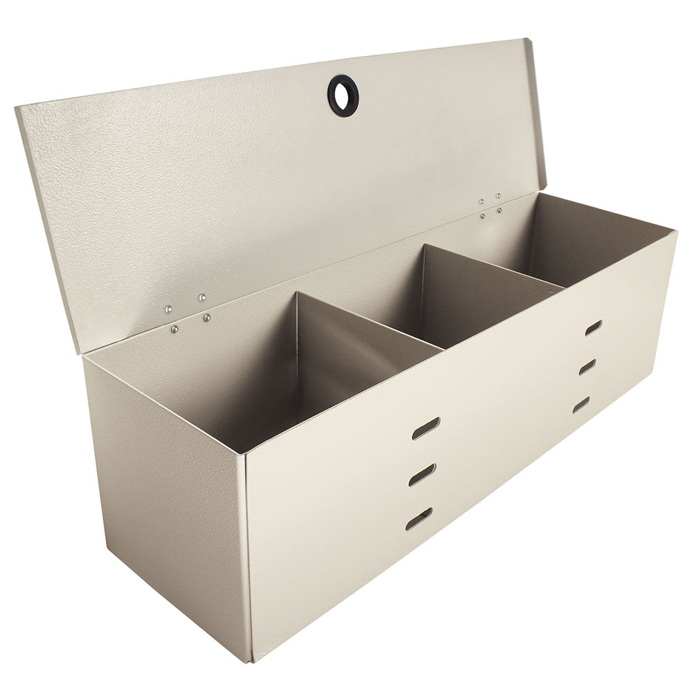 Medical cart cup and straw holder with three compartments and lid
