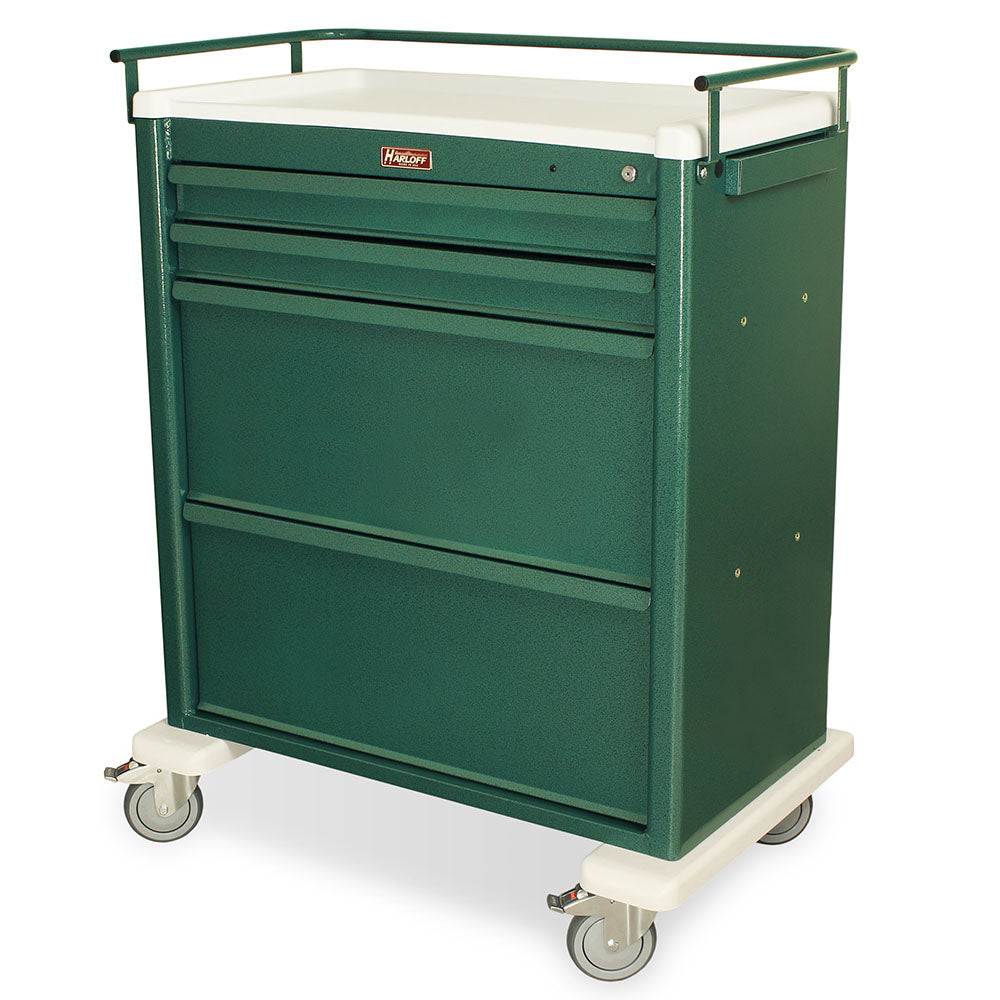 Dispill® Medication Cart, 132 Card Capacity, green top view quarter-left angle
