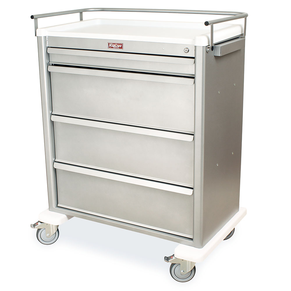 Aluminum Medicine-On-Time storage cart with 270 card capacity and key lock