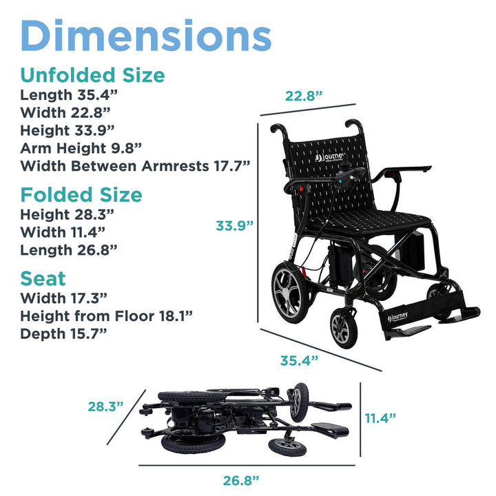 Journey Air Elite compact folding power chair detail view