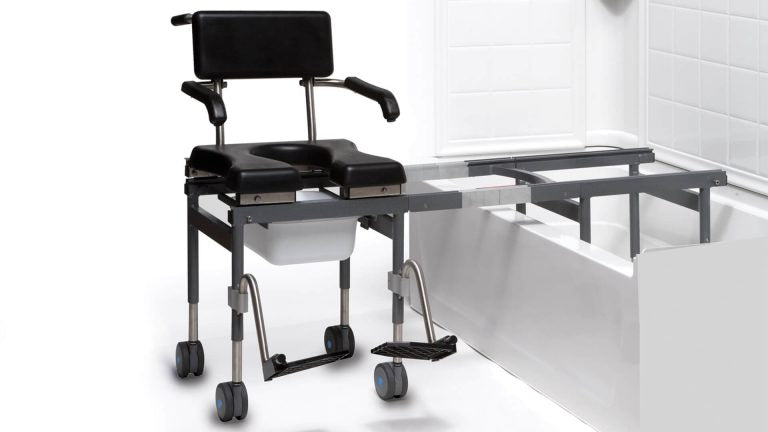 Shower chair rolling on base with high-grade aluminum frame