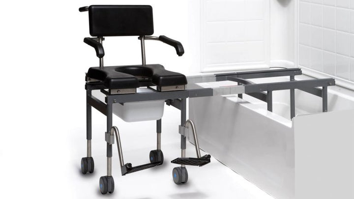 Shower chair rolling on base with high-grade aluminum frame