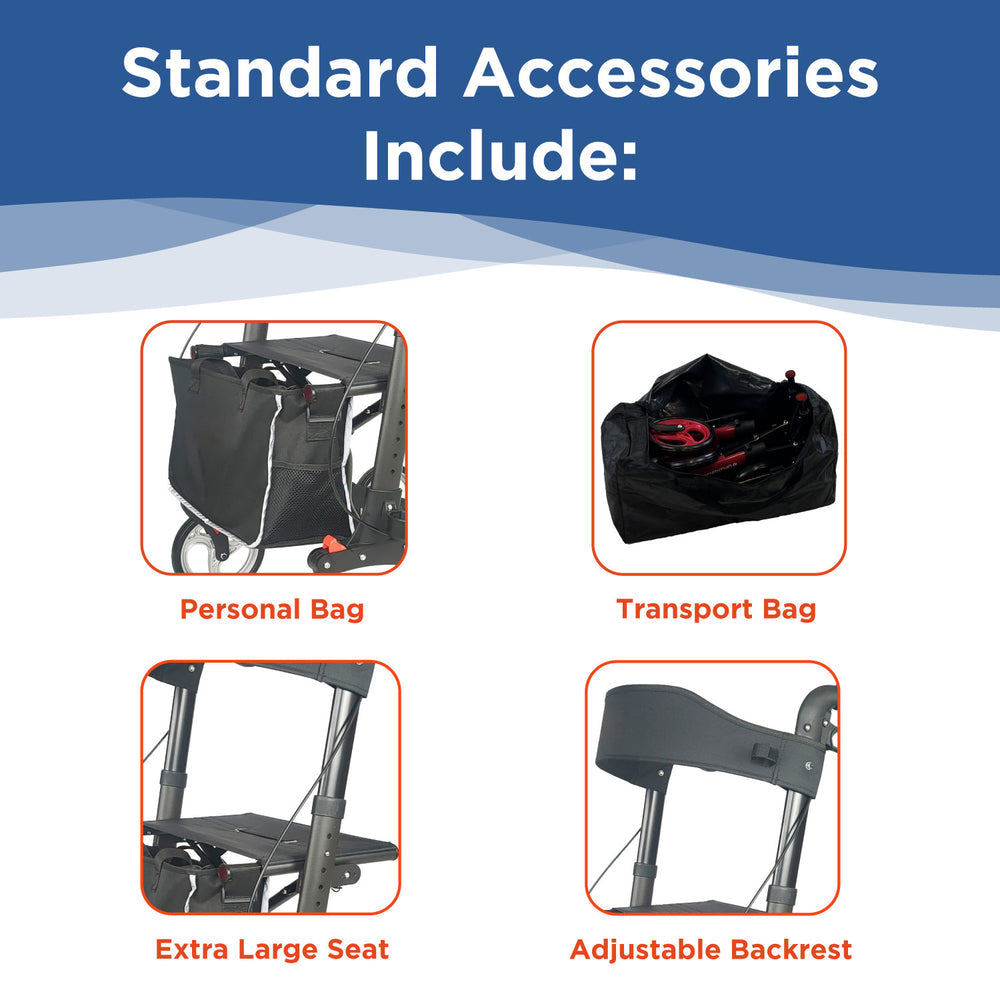 Breeze Rollator ergonomic hand grips and loop brakes