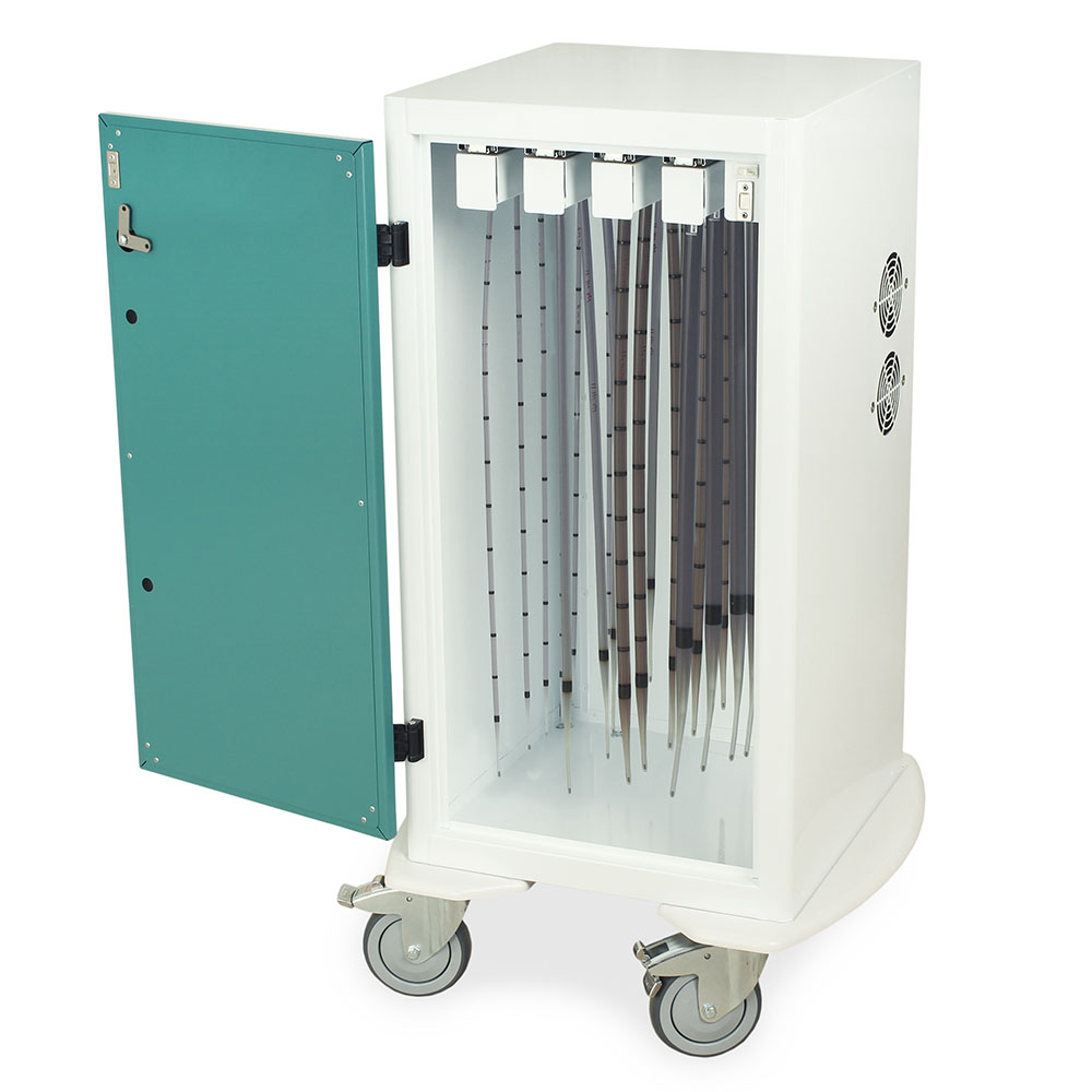 Savary dilator drying cart in teal with closed doors