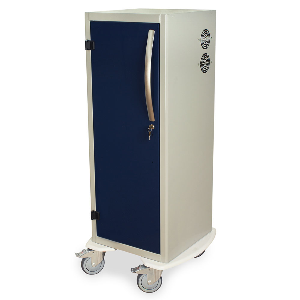 Tall Savary dilator drying cart with navy finish and HEPA filter