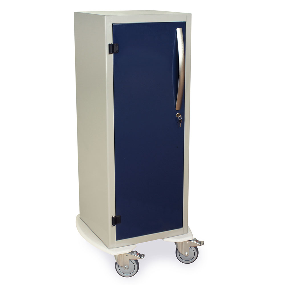 Vertical endoscopy dilator storage cabinet with pull-out trays