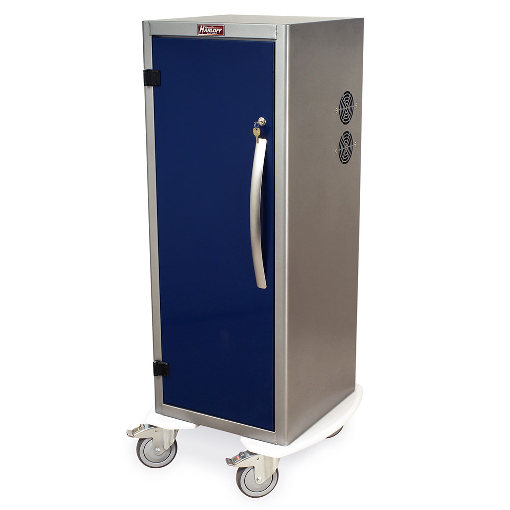 Two-tone Savary dilator storage cart in brushed silver and navy