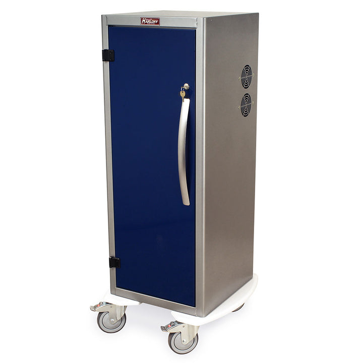 Two-tone Savary dilator storage cart in brushed silver and navy