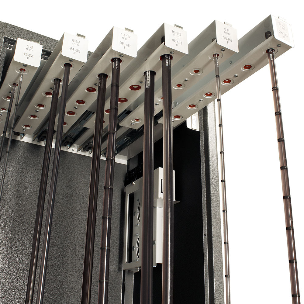 Close-up view of Savary dilators inside drying cart