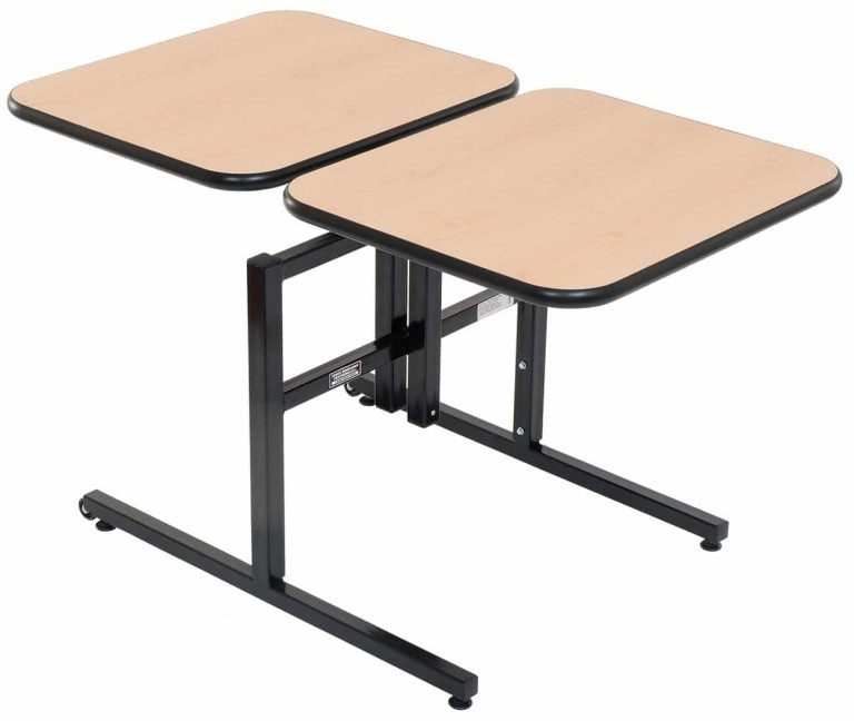 E26222SS height-adjustable modular table with two-person configuration and durable laminate worktop  