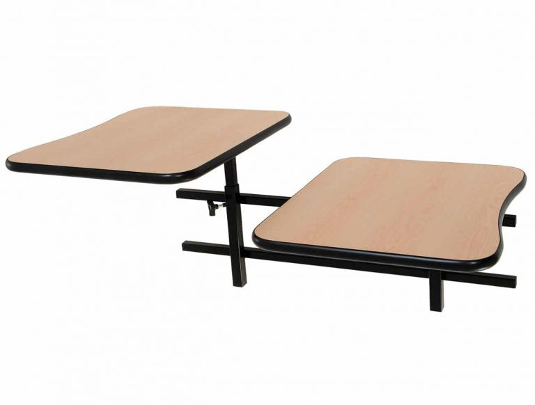 Wall-mounted adjustable fold-down table EM2622-2SS for two users with steel frame and ergonomic surface  
