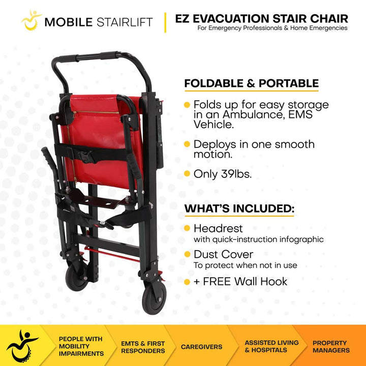 EZ Evacuation Chair: Safe & Efficient Stairway Descent (400lb Capacity)