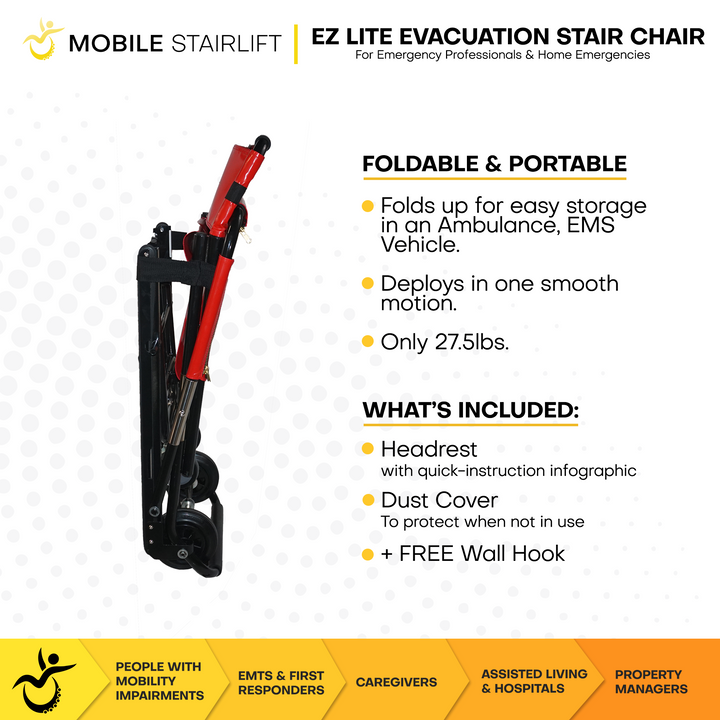 EZ LITE Evacuation Chair: Lightweight & Portable (350lb Capacity)