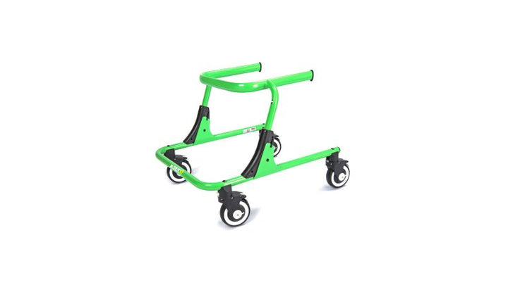Anterior and posterior gait trainer with locking casters