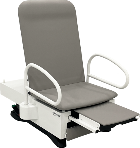 Medical exam chair with reversible side drawer and large front drawer – practical storage options