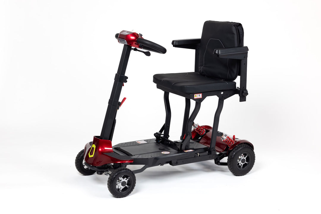 Genie lightweight folding mobility scooter blue side view